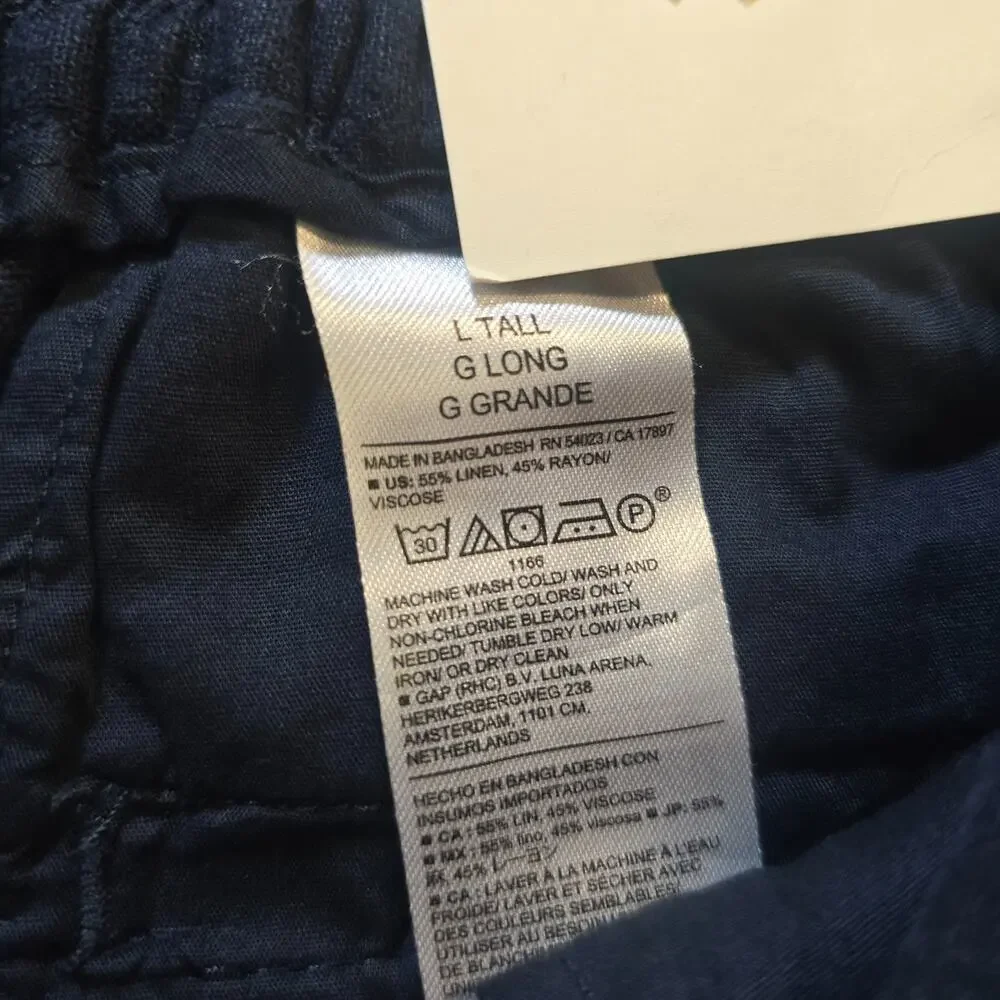 Banana Republic Pants Womens Size Large Blue Wide Leg Cropped Linen Blend Casual
